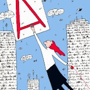 A woman swinging from the letter A