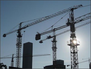 Construction cranes in Beirut, Lebanon. Image credit: the On the Road Again blog.