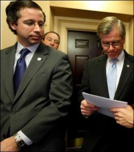 Jason Eige (left) with Bob McDonnell on Legislative Day, 2013. Photo credit: Times-Dispatch.