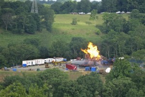 A natural gas well fire in nothern West Virginia