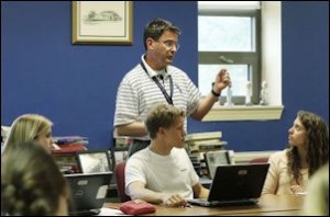 Rob Peck teaches advanced placement U.S. government class at Douglas Freeman. Photo credit: Richmond Times-Dispatch.