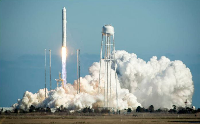 Antares rocket blasts off at the Mid-Atlantic Regional Spaceport.