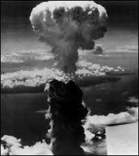 Mushroom cloud over Nagasaki, Japan