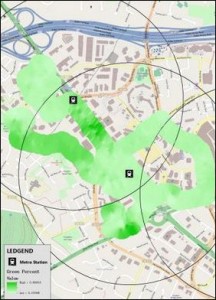 Map showing green coverage in Tysons. Image credit: UVa Today.