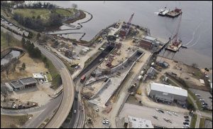 Construction zone of Midtown Tunnel. Photo credit: Virginian-Pilot