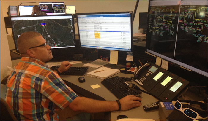 Distribution operator Stony Gillespie directs power flows on the central Virginia distribution grid.
