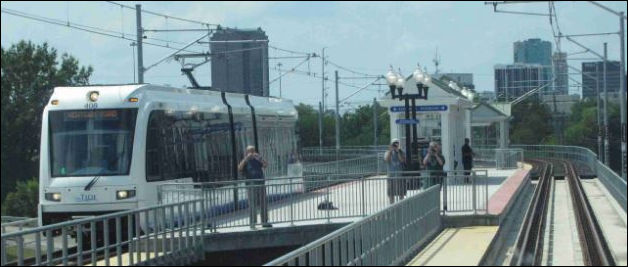 The Tide light rail in Norfolk won't be extended to Virginia Beach any time soon. Image credit: Railfan Guide
