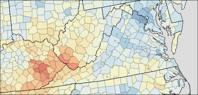 Virginia death map