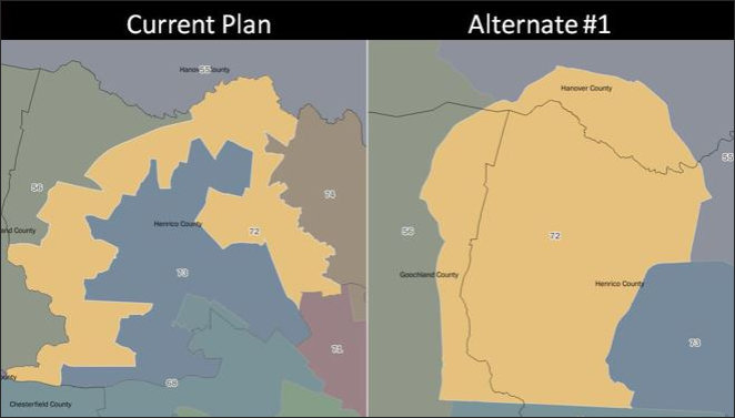 PowerPoint slide presented in Richmond Circuit Court Monday in a redistricting lawsuit pursued by OneVirginia2021