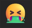A cartoonish emoji displaying a disgusted expression with green slime representing vomit.